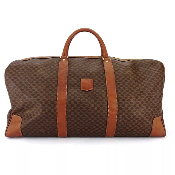 CELINE Boston bag macadam PVC ?~ leather Authentic - Picture 1 of 9